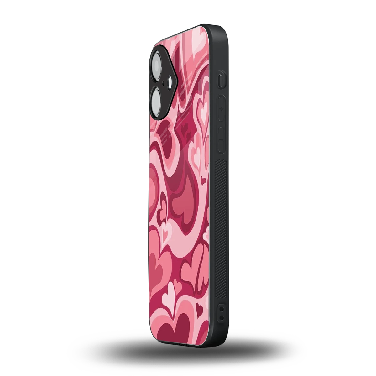 Y2K Pink Meltdown Hearts iPhone 16 mobile cover | shockproof glass phone case