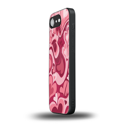 Y2K Pink Meltdown Hearts iphone 16e mobile cover | shockproof glass phone case