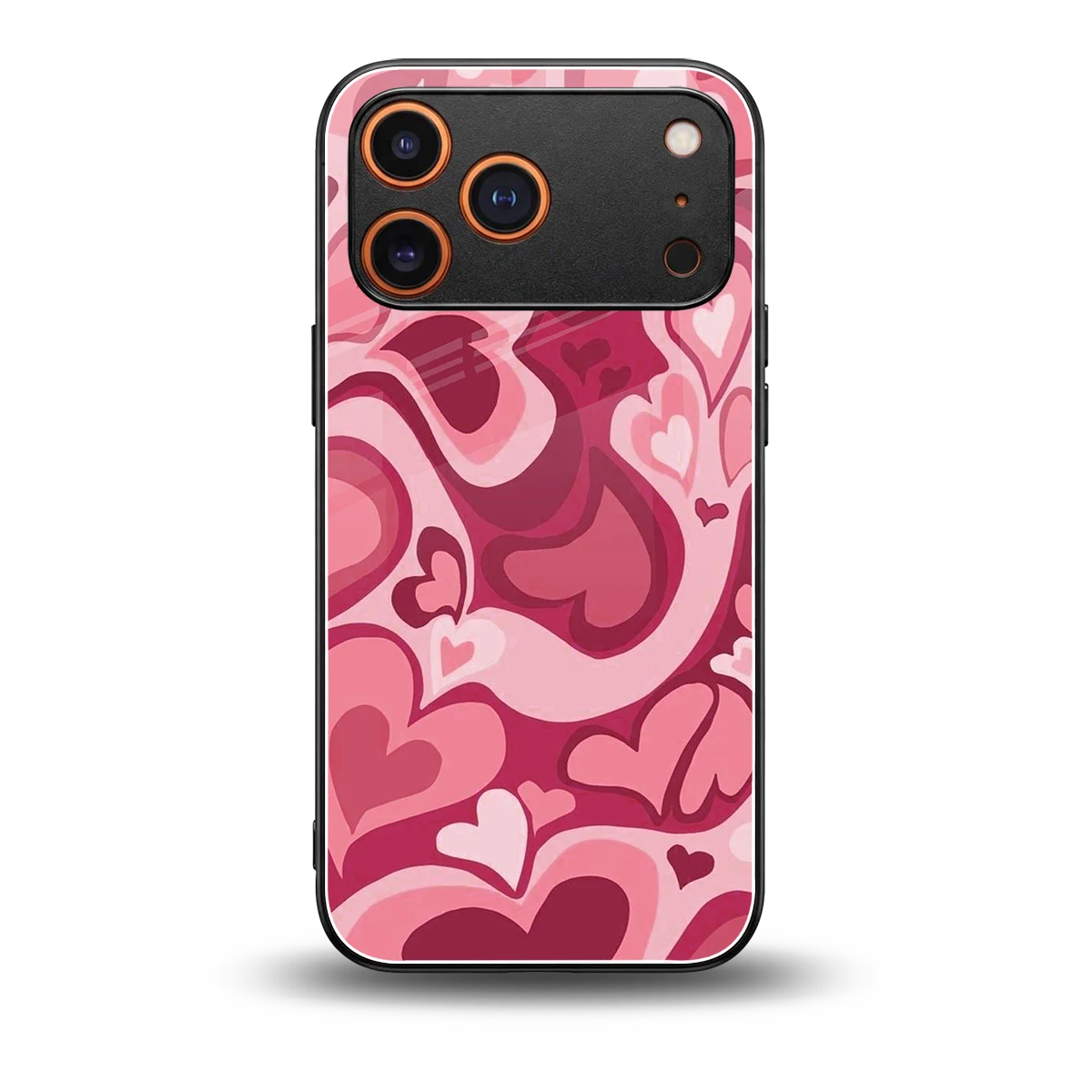 Y2K Pink Meltdown Hearts back phone cover | glass case for iphone 17 pro