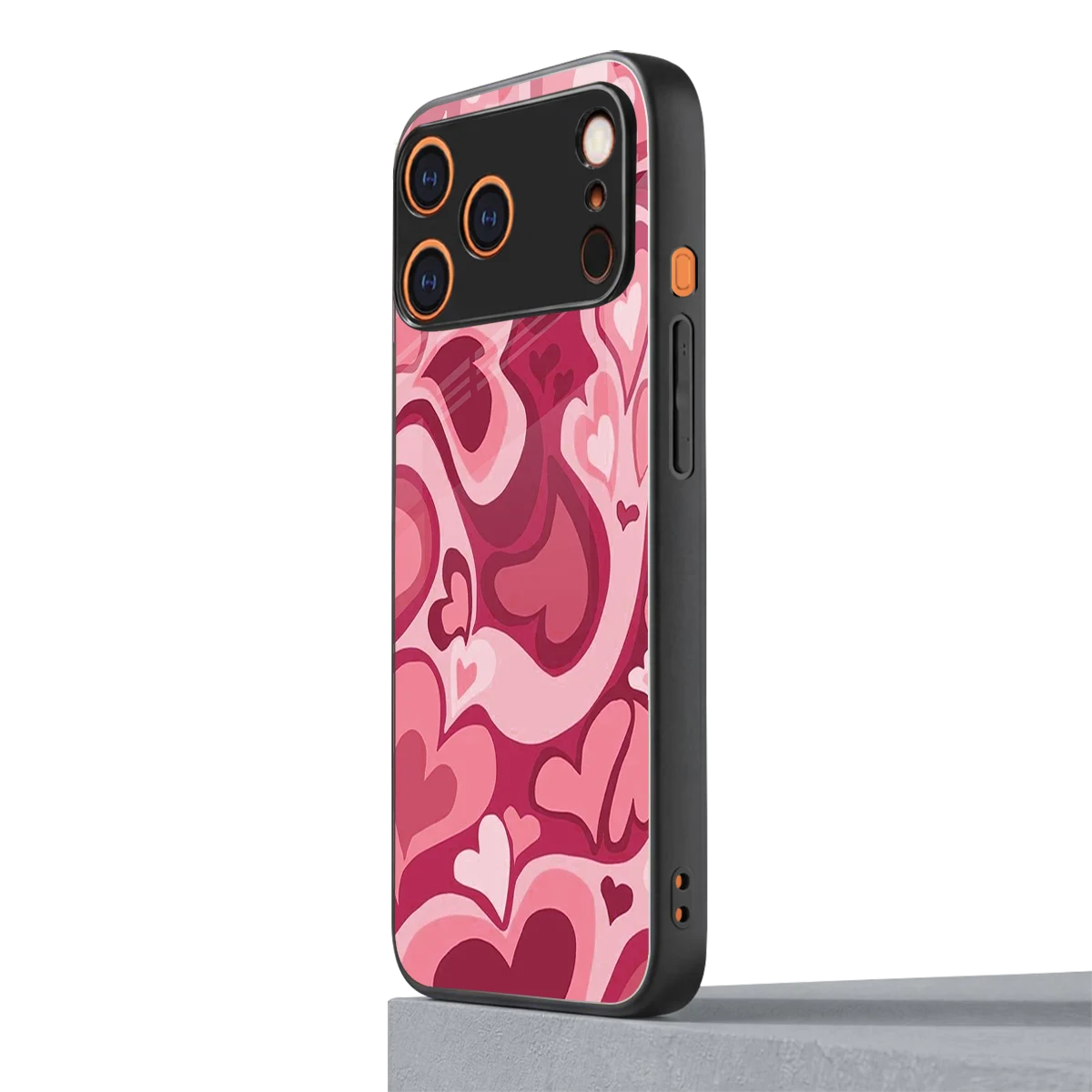 Y2K Pink Meltdown Hearts iphone 17 pro mobile cover | shockproof glass phone case