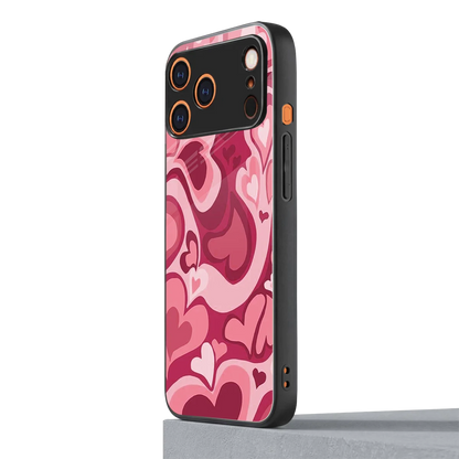 Y2K Pink Meltdown Hearts iphone 17 pro mobile cover | shockproof glass phone case