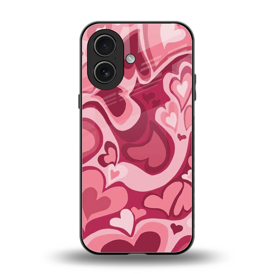 Y2K Pink Meltdown Hearts back phone cover | glass case for iphone 17