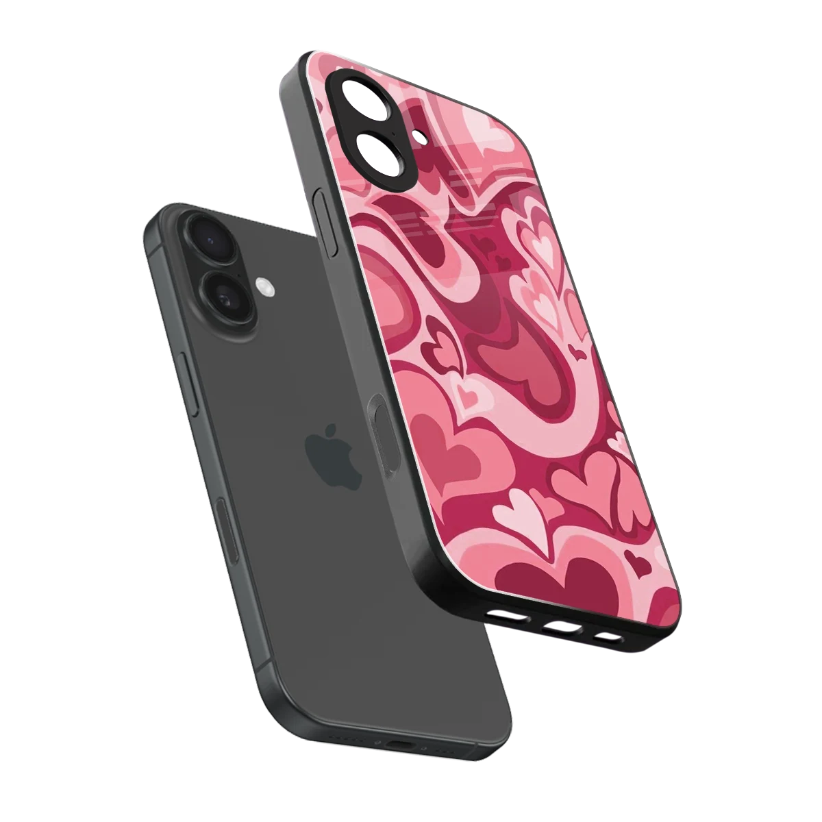 Y2K Pink Meltdown Hearts sleek iphone 17 cover with tempered glass back and TPU edges