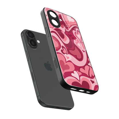 Y2K Pink Meltdown Hearts sleek iphone 17 cover with tempered glass back and TPU edges