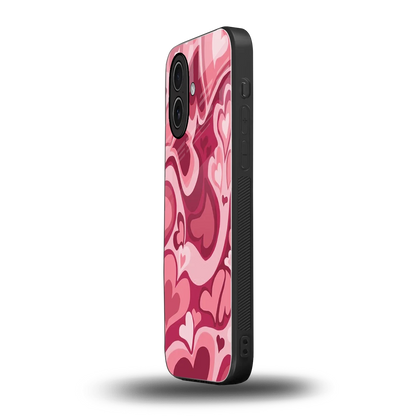 Y2K Pink Meltdown Hearts iphone 17 mobile cover | shockproof glass phone case