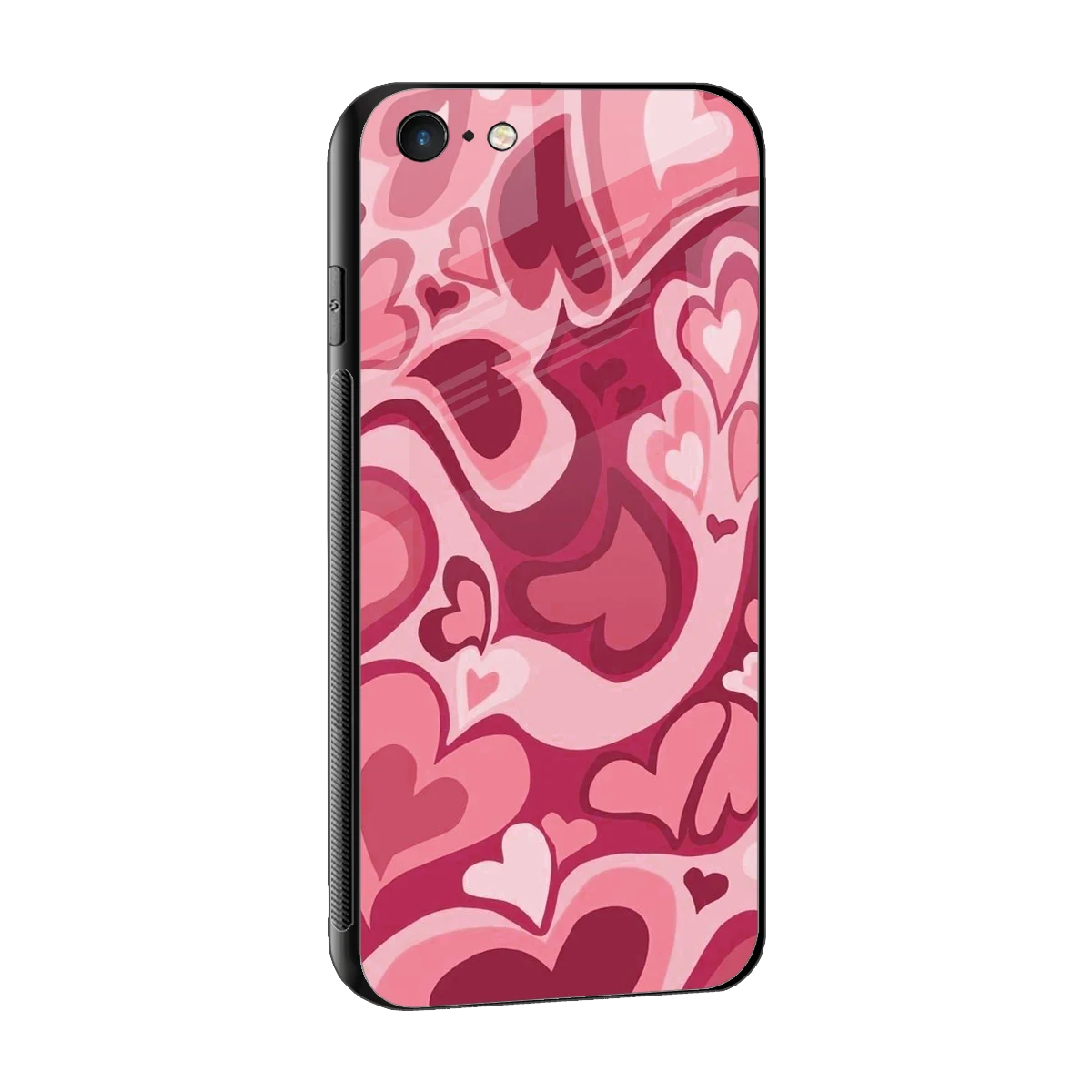 Y2K Pink Meltdown Hearts sleek iphone 6s plus cover with tempered glass back and TPU edges