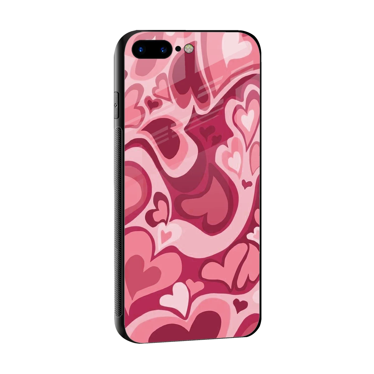 Y2K Pink Meltdown Hearts sleek iphone 8 plus cover with tempered glass back and TPU edges