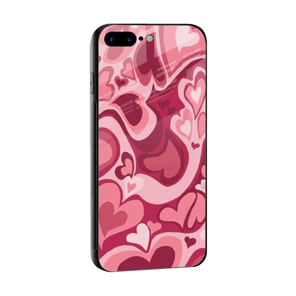 Y2K Pink Meltdown Hearts sleek iphone 8 plus cover with tempered glass back and TPU edges