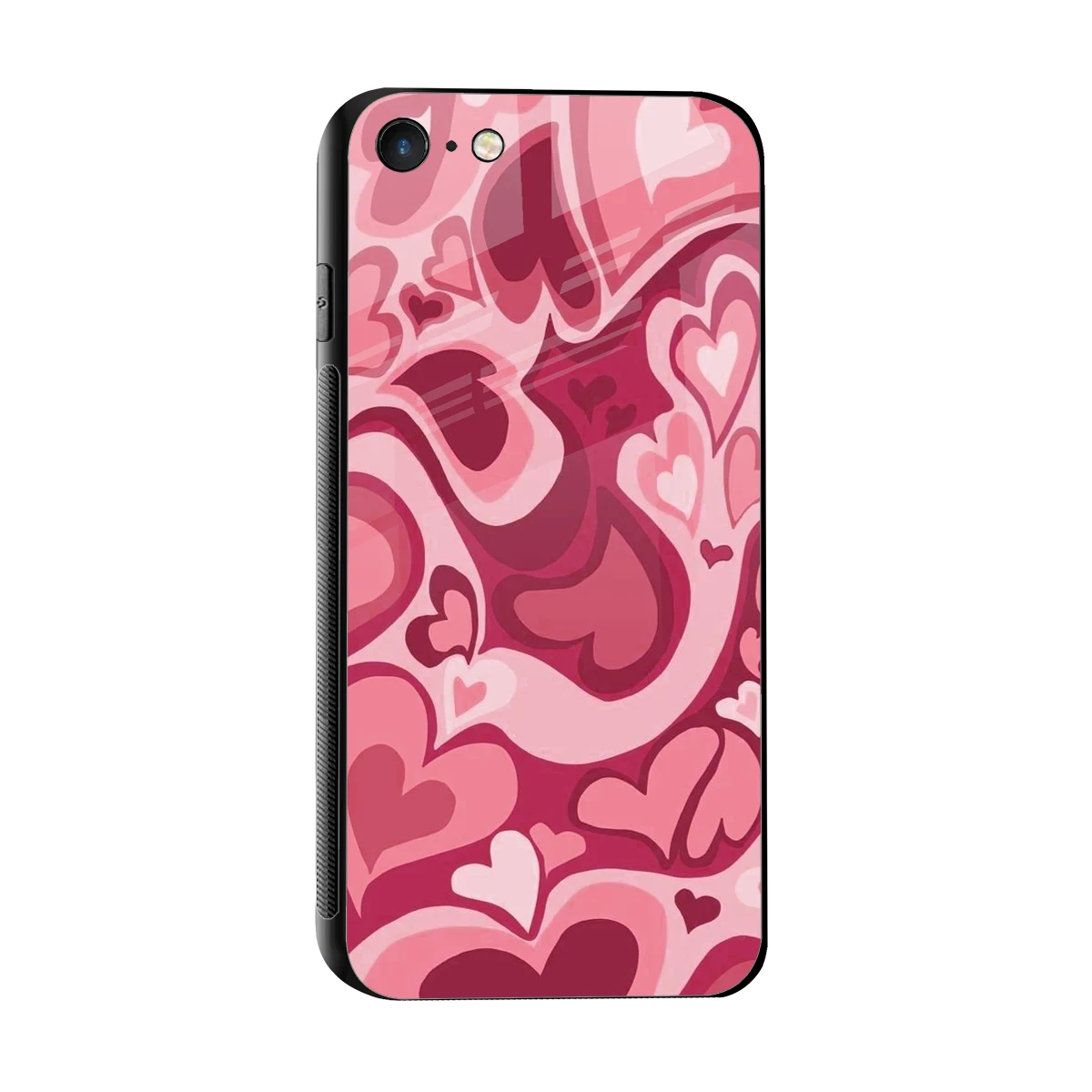 Y2K Pink Meltdown Hearts sleek iphone 7 cover with tempered glass back and TPU edges