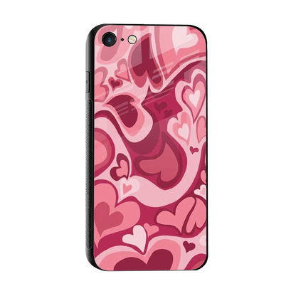 Y2K Pink Meltdown Hearts sleek iphone 7 cover with tempered glass back and TPU edges