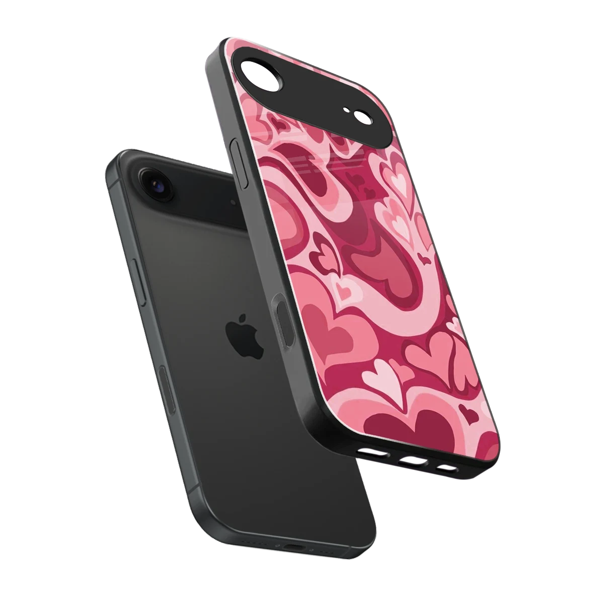 Y2K Pink Meltdown Hearts sleek iphone air cover with tempered glass back and TPU edges