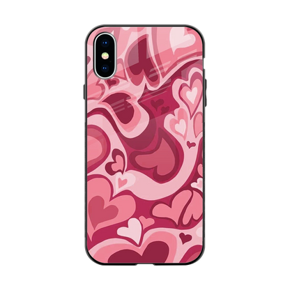 Y2K Pink Meltdown Hearts back phone cover | glass case for iphone x