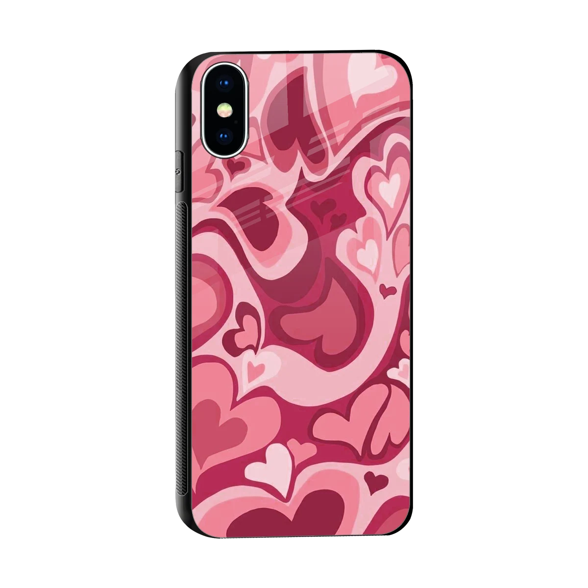 Y2K Pink Meltdown Hearts sleek iphone x cover with tempered glass back and TPU edges