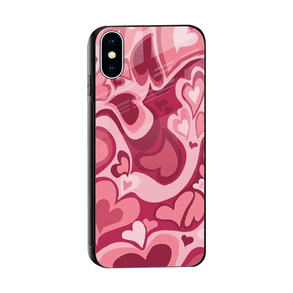 Y2K Pink Meltdown Hearts sleek iphone x cover with tempered glass back and TPU edges
