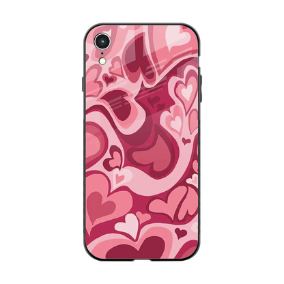 Y2K Pink Meltdown Hearts back phone cover | glass case for iphone xr