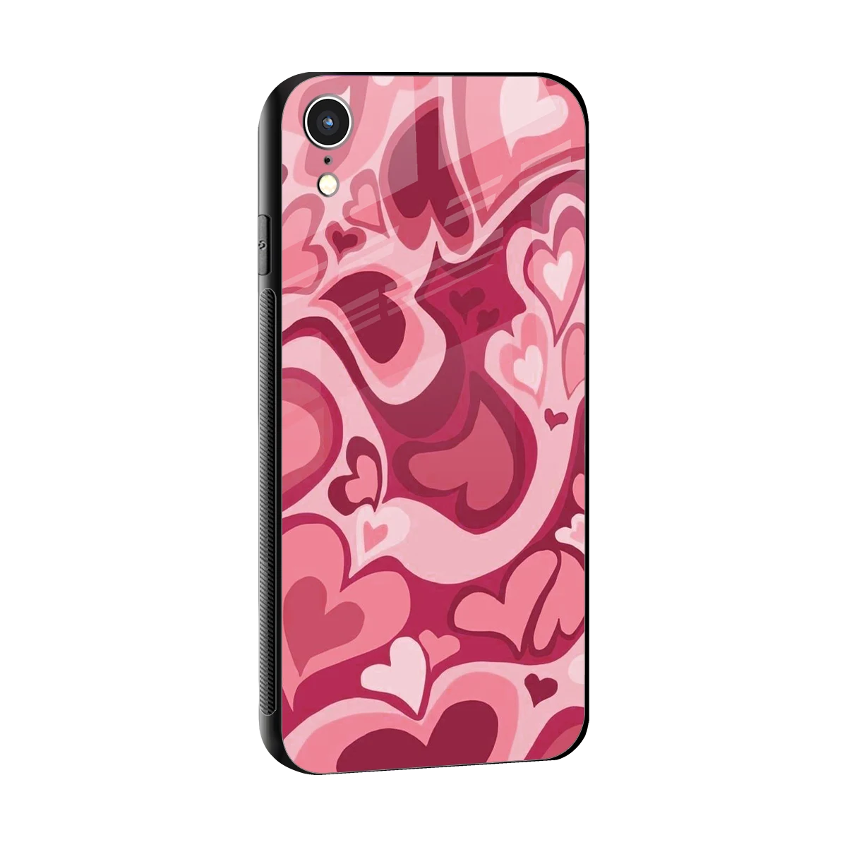 Y2K Pink Meltdown Hearts sleek iphone xr cover with tempered glass back and TPU edges
