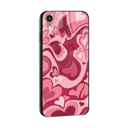 Y2K Pink Meltdown Hearts sleek iphone xr cover with tempered glass back and TPU edges