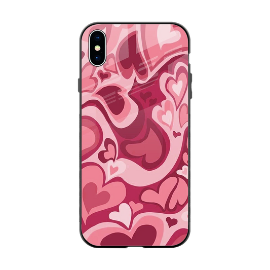 Y2K Pink Meltdown Hearts back phone cover | glass case for iphone xs max