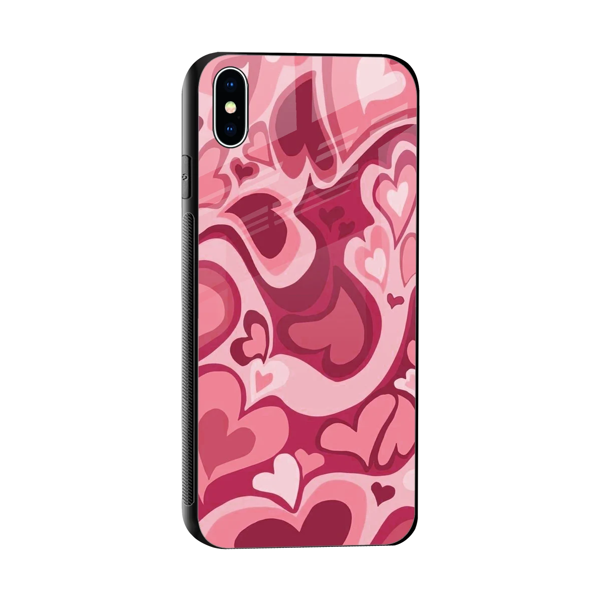 Y2K Pink Meltdown Hearts sleek iphone xs max cover with tempered glass back and TPU edges