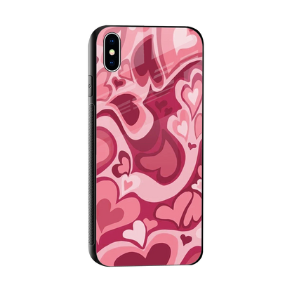 Y2K Pink Meltdown Hearts sleek iphone xs max cover with tempered glass back and TPU edges