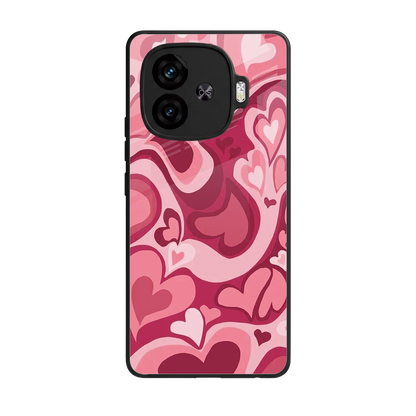 Y2K Pink Meltdown Hearts back phone cover | glass case for iqoo neo 10r 5g