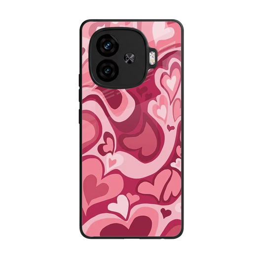 Y2K Pink Meltdown Hearts back phone cover | glass case for iqoo neo 10r 5g