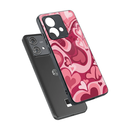 Y2K Pink Meltdown Hearts sleek motorola edge 40 neo 5g cover with tempered glass back and TPU edges
