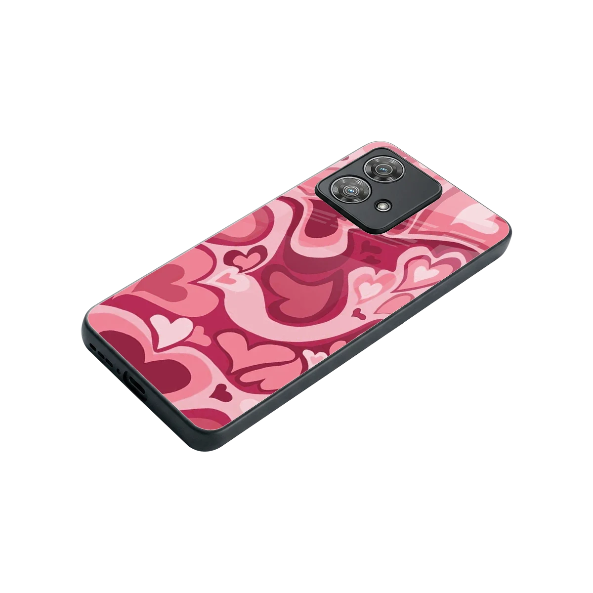 Y2K Pink Meltdown Hearts stylish phone case for motorola edge 40 neo 5g | glossy glass and slim fit