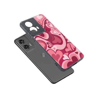 Y2K Pink Meltdown Hearts sleek motorola edge 50 fusion cover with tempered glass back and TPU edges