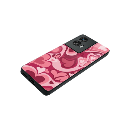 Y2K Pink Meltdown Hearts stylish phone case for motorola edge 50 fusion | glossy glass and slim fit