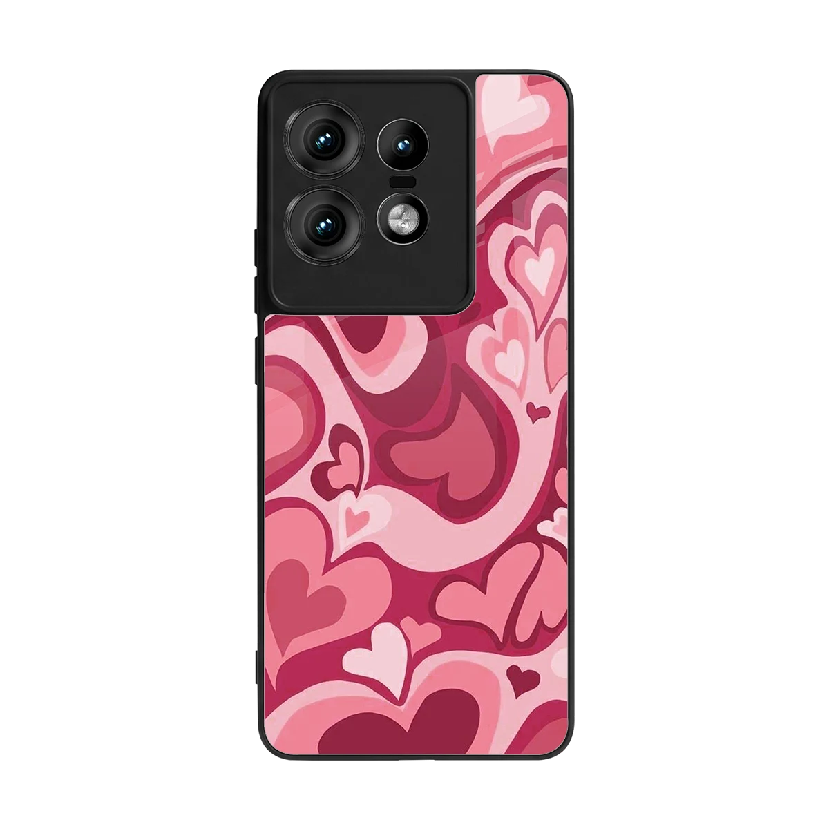 Y2K Pink Meltdown Hearts back phone cover | glass case for motorola edge 50 pro