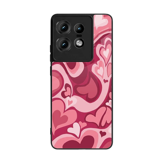 Y2K Pink Meltdown Hearts back phone cover | glass case for motorola edge 50 pro