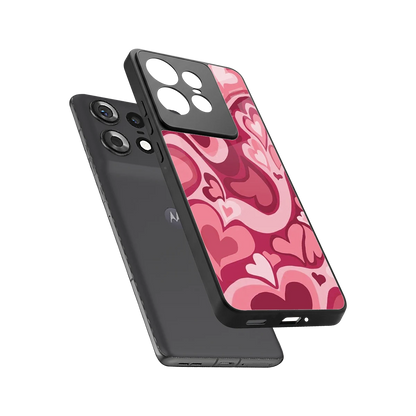 Y2K Pink Meltdown Hearts sleek motorola edge 50 pro cover with tempered glass back and TPU edges