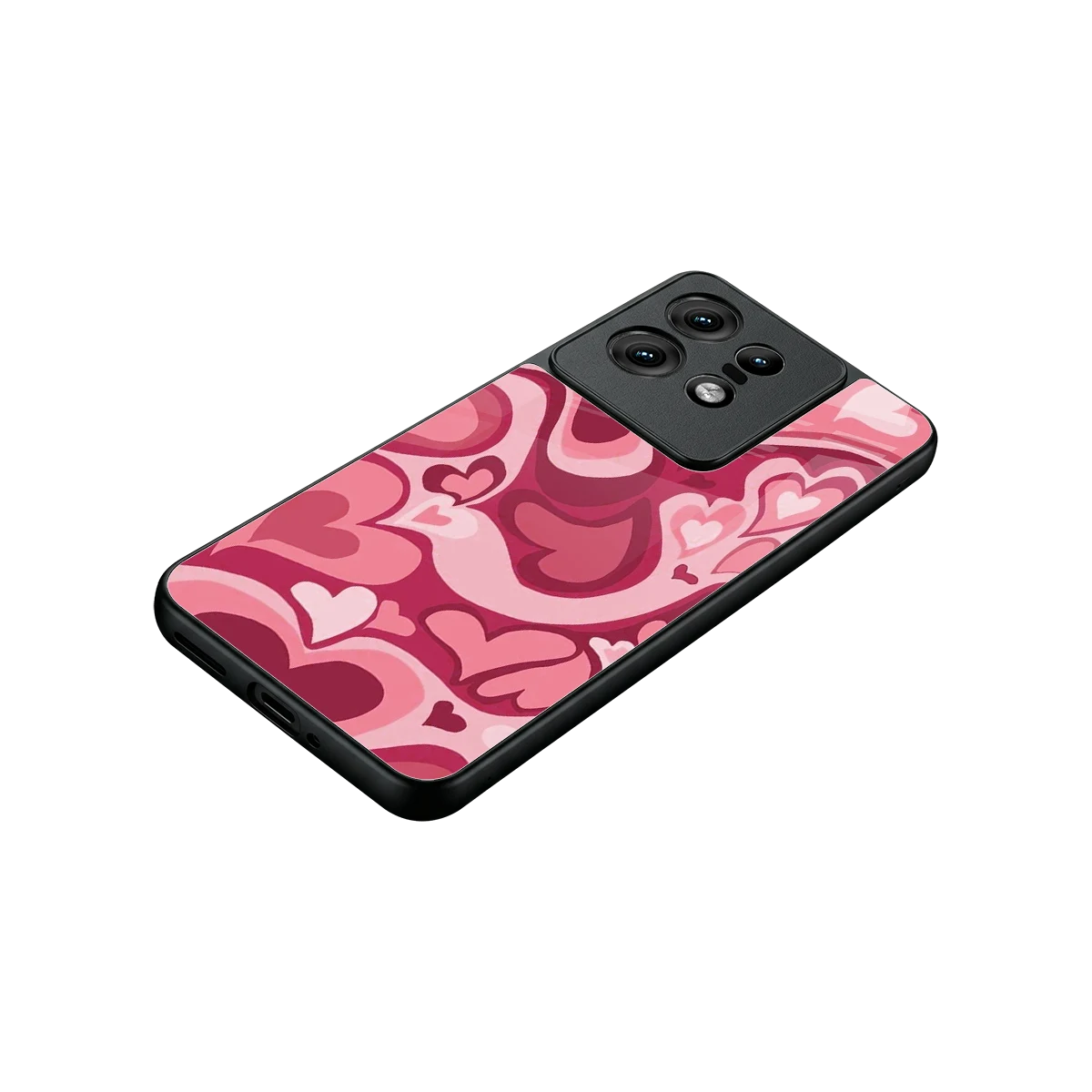 Y2K Pink Meltdown Hearts stylish phone case for motorola edge 50 pro | glossy glass and slim fit