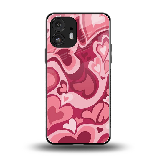 Y2K Pink Meltdown Hearts back phone cover | glass case for nothing phone 2