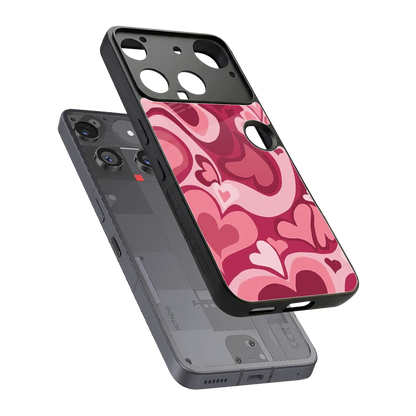 Y2K Pink Meltdown Hearts sleek nothing phone 3 cover with tempered glass back and TPU edges