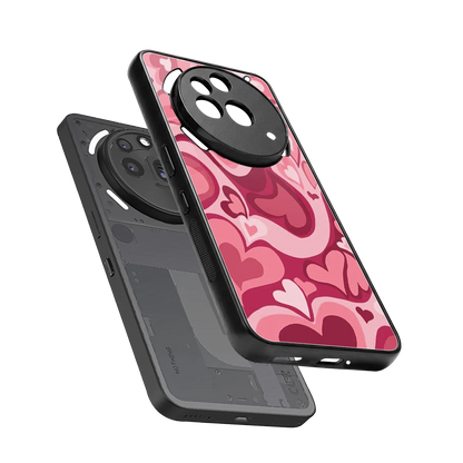 Y2K Pink Meltdown Hearts sleek nothing phone 3a pro cover with tempered glass back and TPU edges