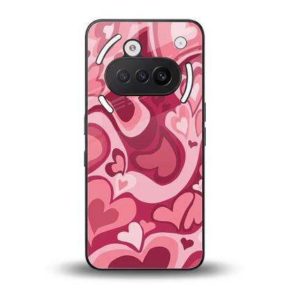 Y2K Pink Meltdown Hearts back phone cover | glass case for nothing phone 3a
