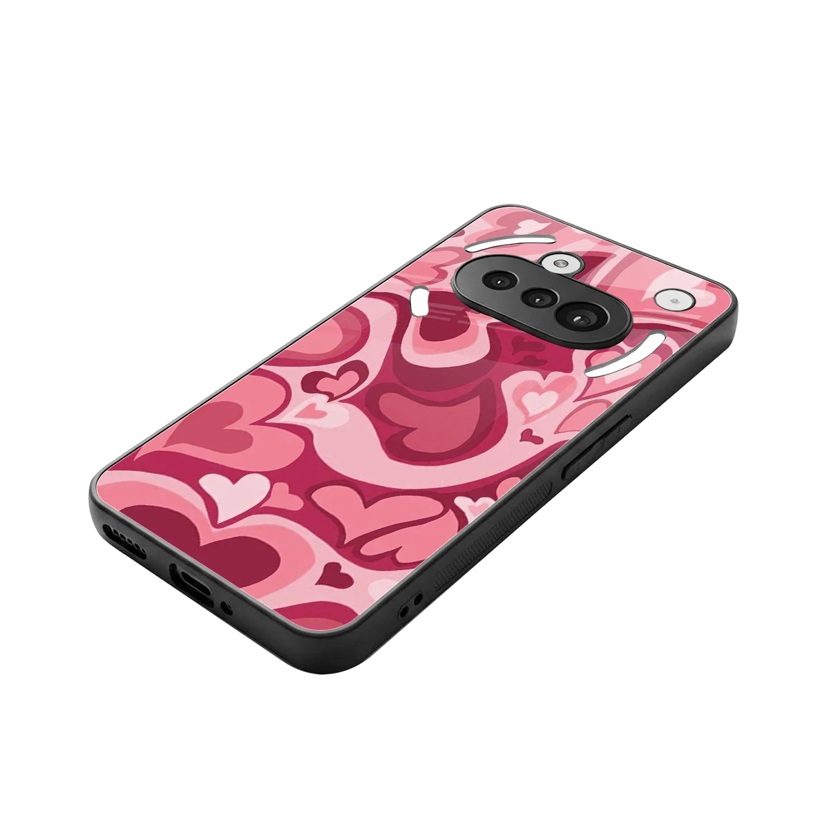 Y2K Pink Meltdown Hearts stylish phone case for nothing phone 3a | glossy glass and slim fit