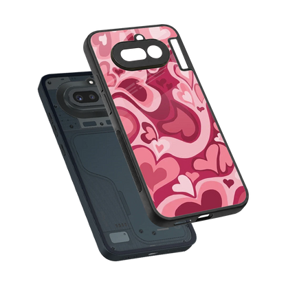 Y2K Pink Meltdown Hearts sleek nothing phone 4a cover with tempered glass back and TPU edges