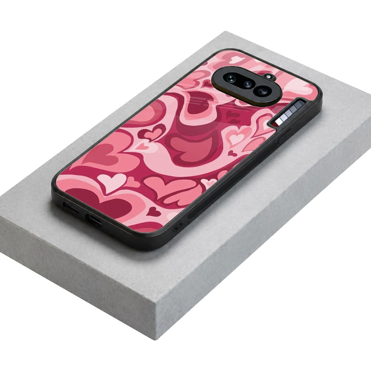 Y2K Pink Meltdown Hearts stylish phone case for nothing phone 4a | glossy glass and slim fit