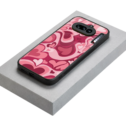 Y2K Pink Meltdown Hearts stylish phone case for nothing phone 4a | glossy glass and slim fit