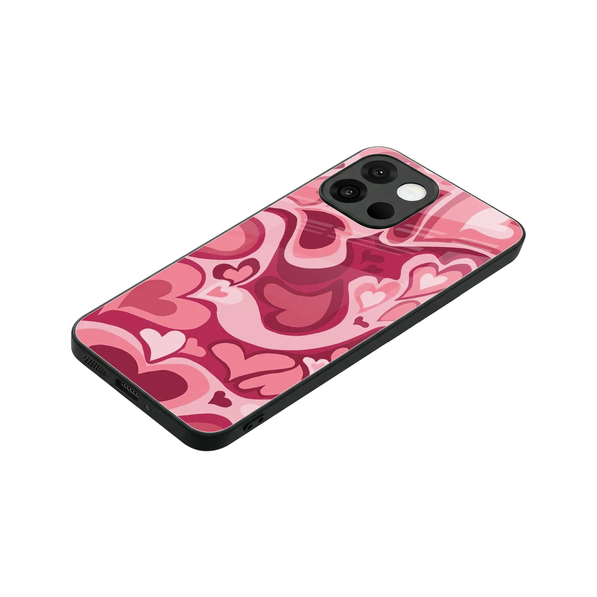 Y2K Pink Meltdown Hearts stylish phone case for oneplus 13s | glossy glass and slim fit