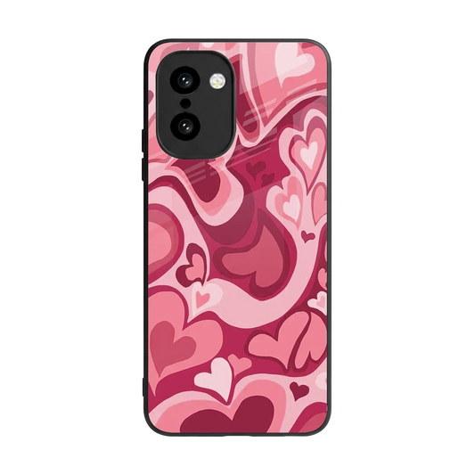 Y2K Pink Meltdown Hearts back phone cover | glass case for oneplus 15r