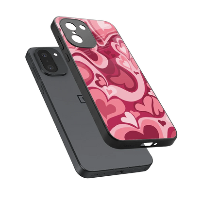 Y2K Pink Meltdown Hearts sleek oneplus 15r cover with tempered glass back and TPU edges
