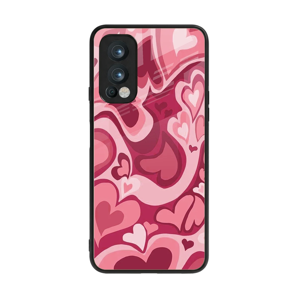 Y2K Pink Meltdown Hearts back phone cover | glass case for oneplus nord 2