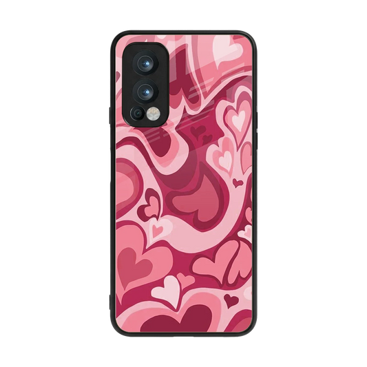 Y2K Pink Meltdown Hearts back phone cover | glass case for oneplus nord 2