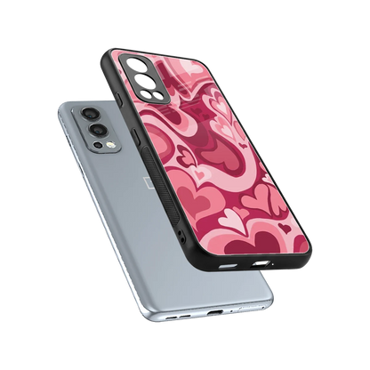 Y2K Pink Meltdown Hearts sleek oneplus nord 2 cover with tempered glass back and TPU edges