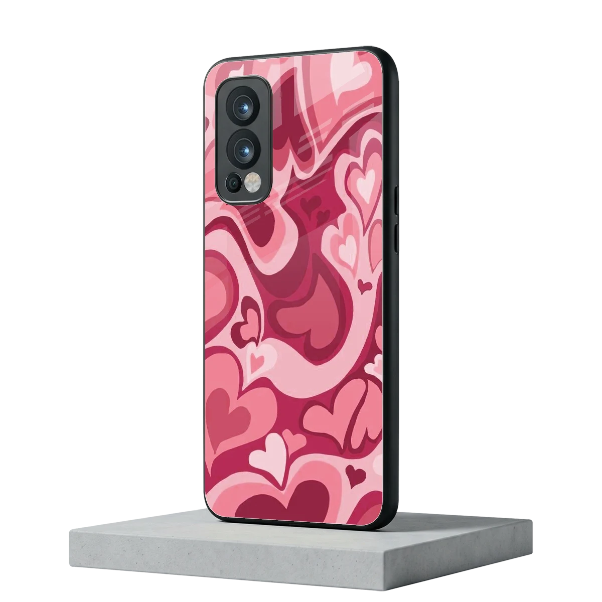 Y2K Pink Meltdown Hearts oneplus nord 2 mobile cover | shockproof glass phone case