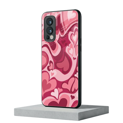 Y2K Pink Meltdown Hearts oneplus nord 2 mobile cover | shockproof glass phone case